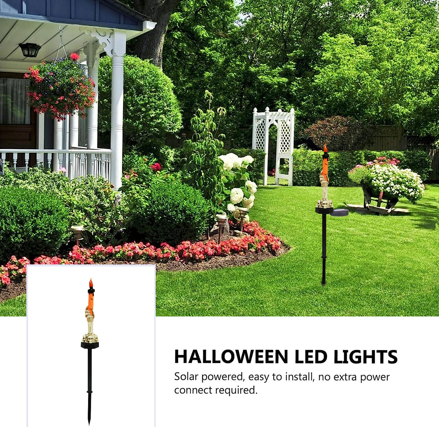 Halloween Candle Home decoration ghost festival atmosphere Lantern Battery LED Skeleton Arm Lawn Stake Lights For Halloween