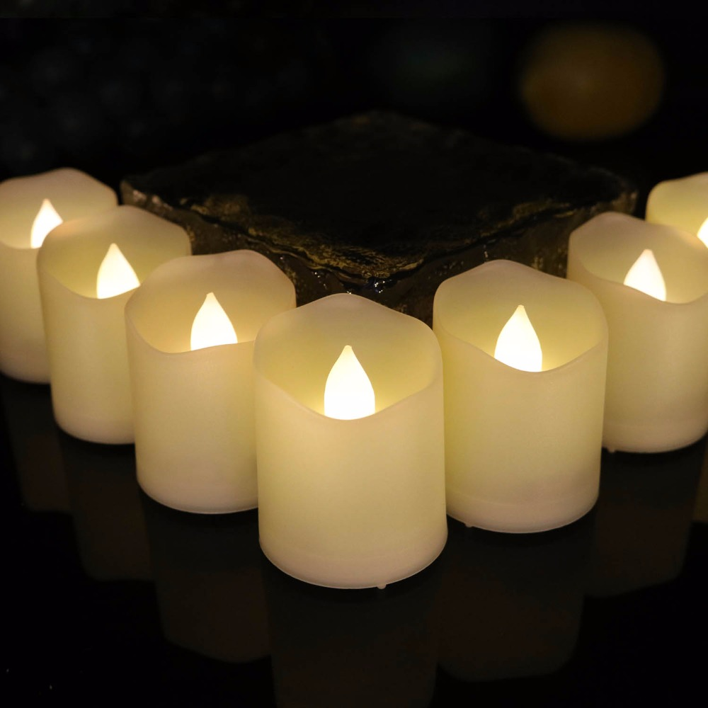 Battery Operated Tea Lights Candles Flameless Votive Candle with Remote Flickering LED Tealight Candles Home Wedding Party