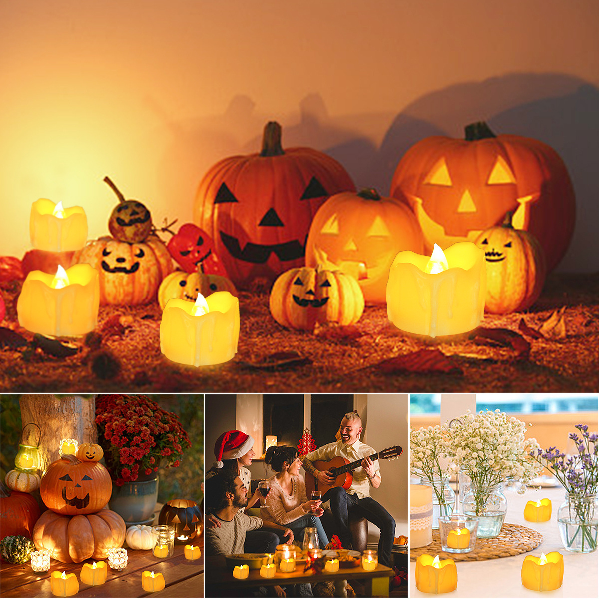 Realistic Bright Flickering LED Candle Battery Operated Candle Lights Flameless LED Tea Light For Seasonal Festival Celebration