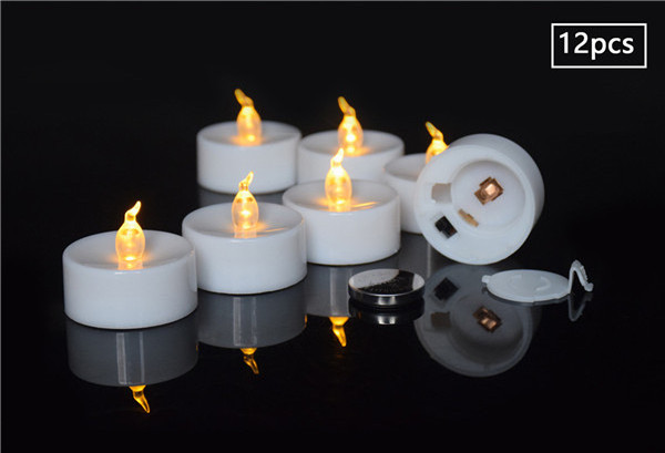 Set of 12 Flameless Flickering Led Tea lights Candle Battery Operated  Electronic Tea Light Candles For Wedding Party Decor