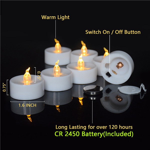 Set of 12 Flameless Flickering Led Tea lights Candle Battery Operated  Electronic Tea Light Candles For Wedding Party Decor