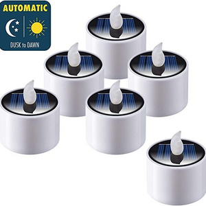 6 Pack Solar Led Candles Tea Lights Solar Power LED Flameless Flicker Tea Lights Candle for Windows Home Garden Wedding Party