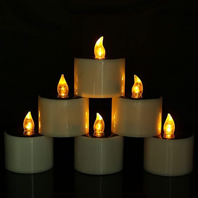 6 Pack Solar Led Candles Tea Lights Solar Power LED Flameless Flicker Tea Lights Candle for Windows Home Garden Wedding Party