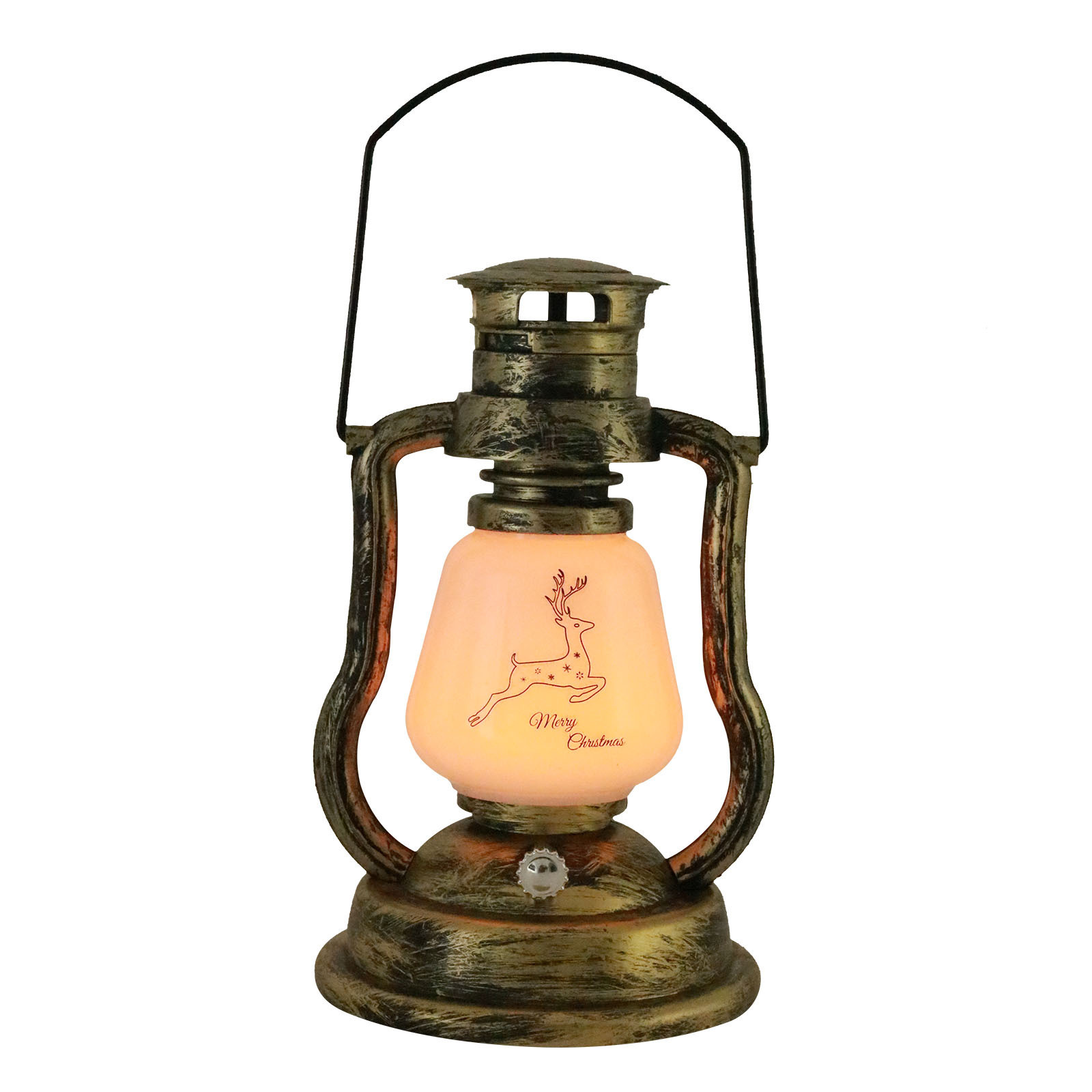 Pl40A49 Retro Copper-Colored Elk Oil Lamp Yellow Light Solar Led Camping Lantern Indoor Lighting Chandeliers & Pendant Lights