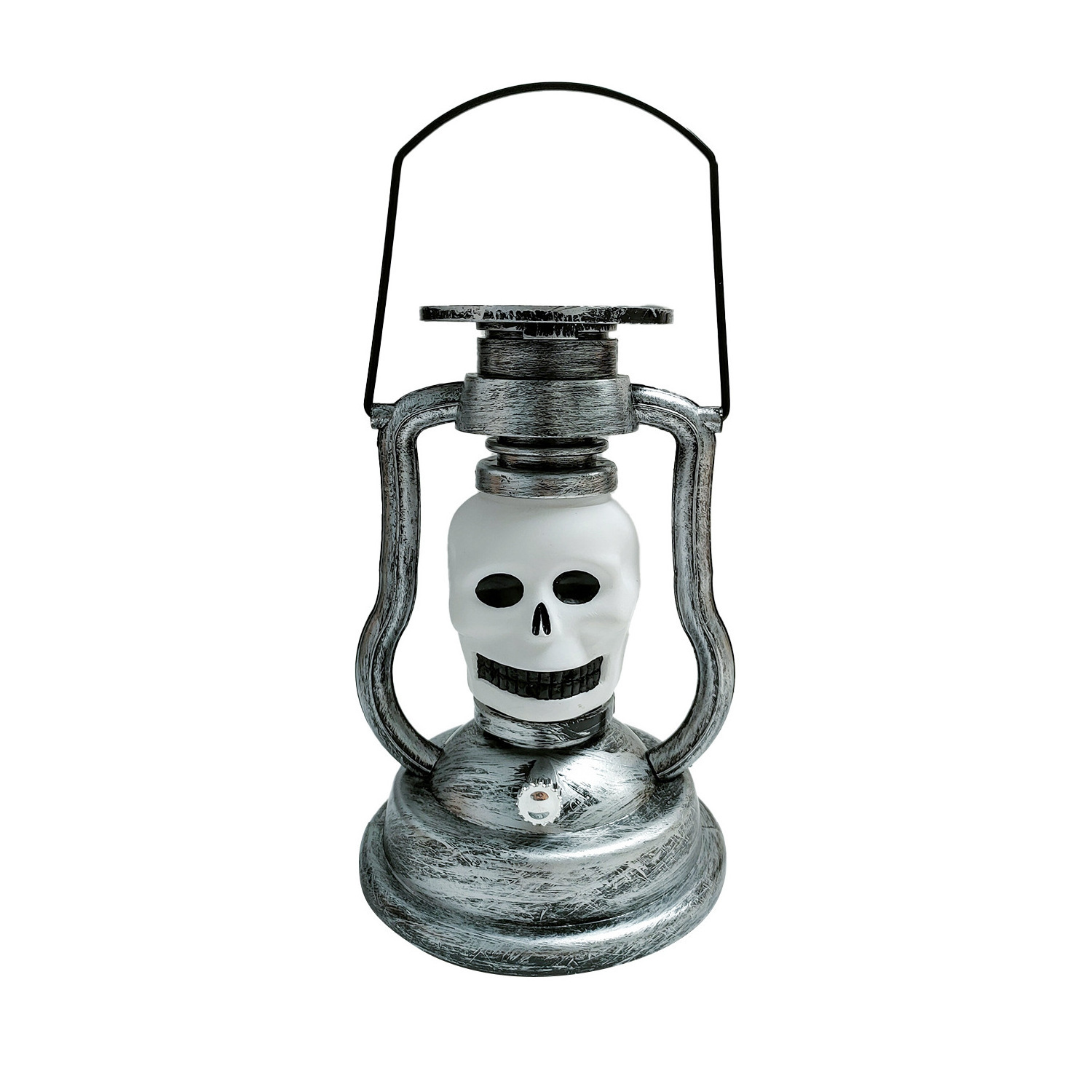 SPL35B54F Camping Lights Solar Retro Skull Oil Lamp Silver Red Flashing Halloween Style Outdoor Waterproof Solar Lights Led