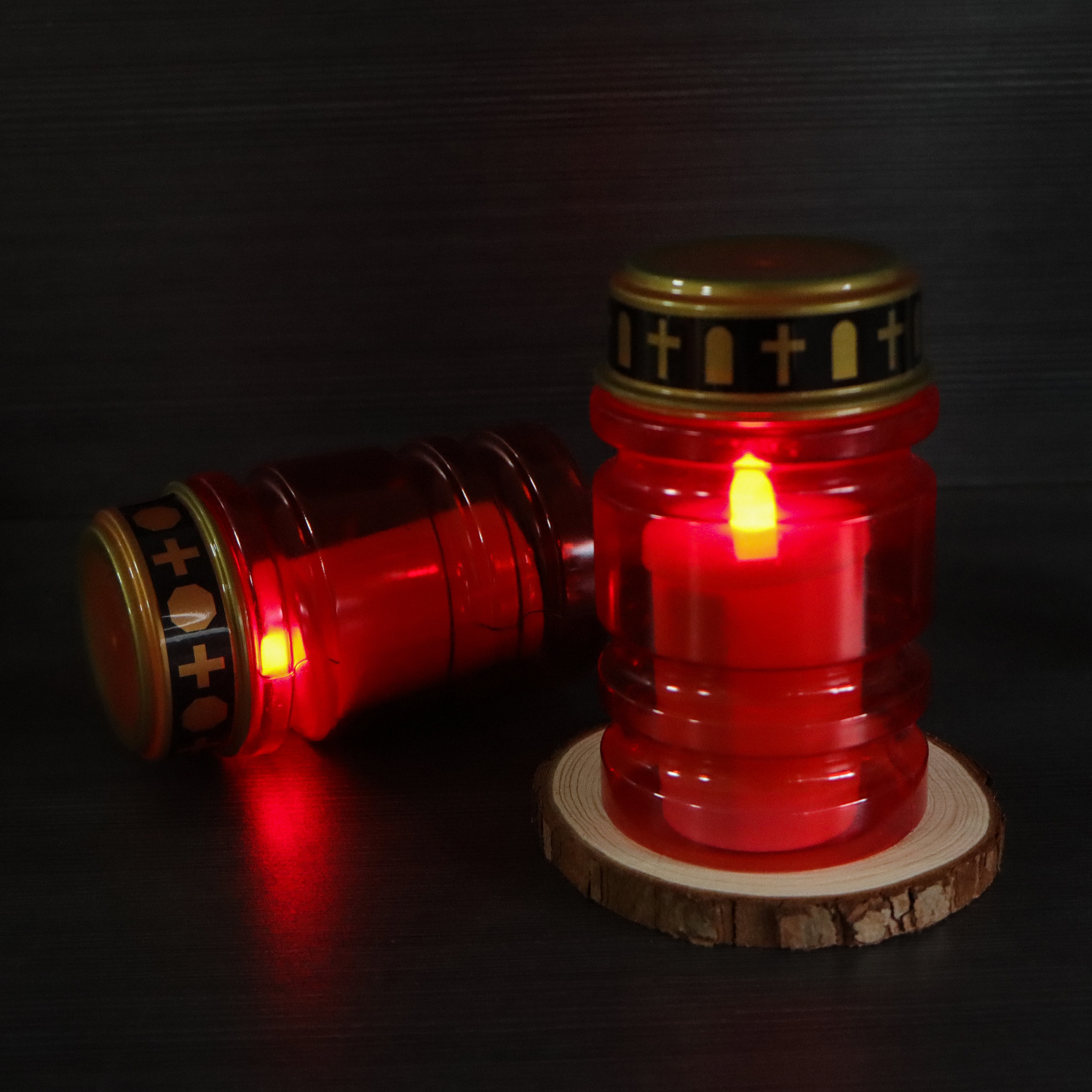 New Red Shell Built-in Concave Strip Tea Light Cemetery Flameless Candle LED Detachable Lampshade Graveyard Lights Grave Candle