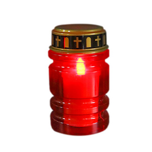 New Red Shell Built-in Concave Strip Tea Light Cemetery Flameless Candle LED Detachable Lampshade Graveyard Lights Grave Candle