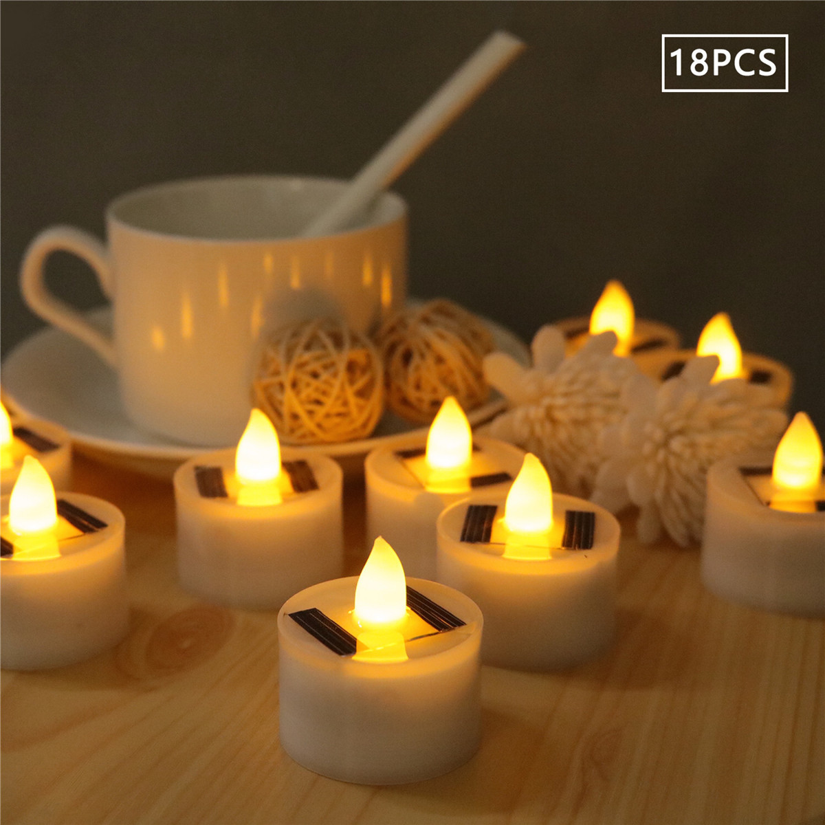 Mini Solar Power LED Tea Lights Outdoor Candle Flameless Flicker Candle Light for Home Atmosphere Decorative