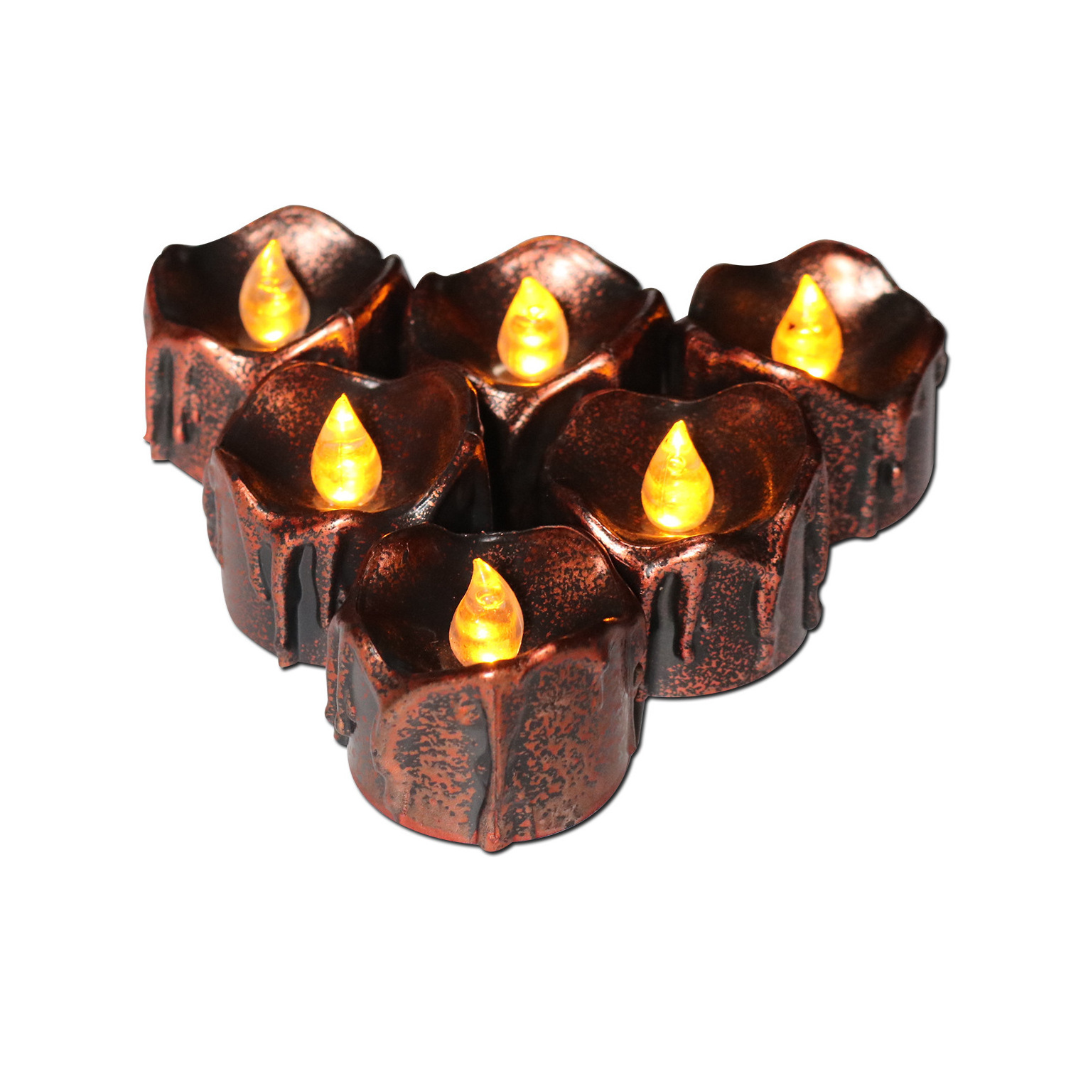 12pcs  Led Tears Tea Lights Candles Black Creative Electronic Candle Light for Halloween Christmas Decoration