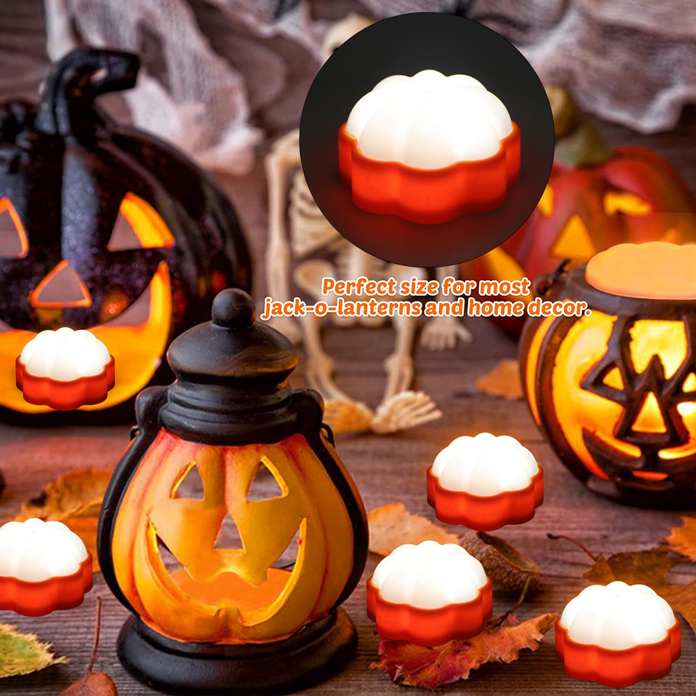 Portable LED Pumpkin light Battery Operated Orange Jack-O-Lantern Light with Remote Control for Halloween Decoration