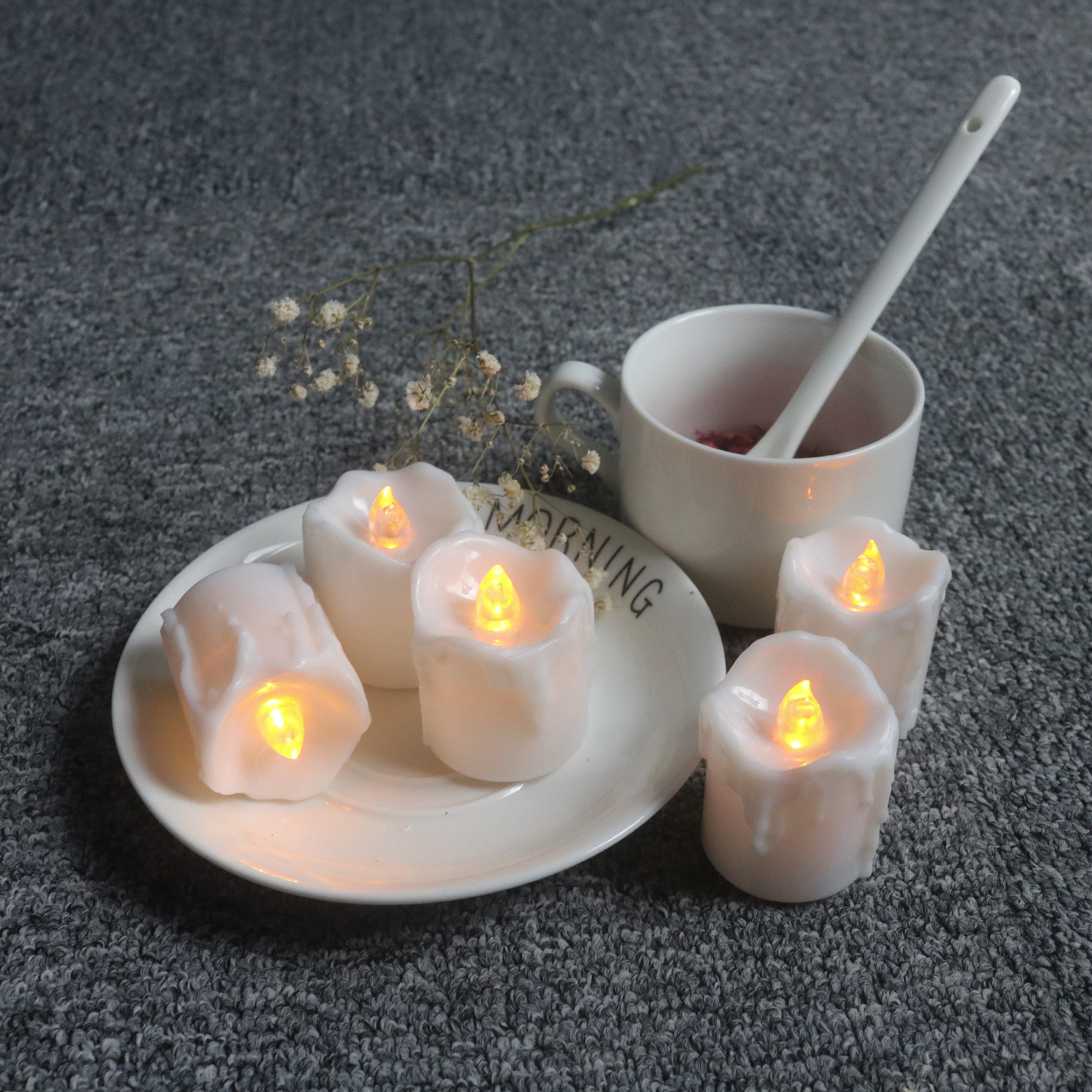 Set of 12 Flameless Battery Operated LED Votive Candles Bright Flickering Electric Decorative Lights for Home Party Wedding