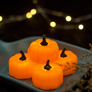 Flickering LED Pumpkin Lights Battery Operated Flameless Pumpkin Tealight Candles for Halloween Decoration