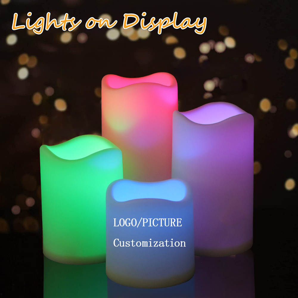 High Quality Customizable Pattern 18 Key Remote Control Candles LED Flameless Lights  Colorful Changing Candles Home Decoration