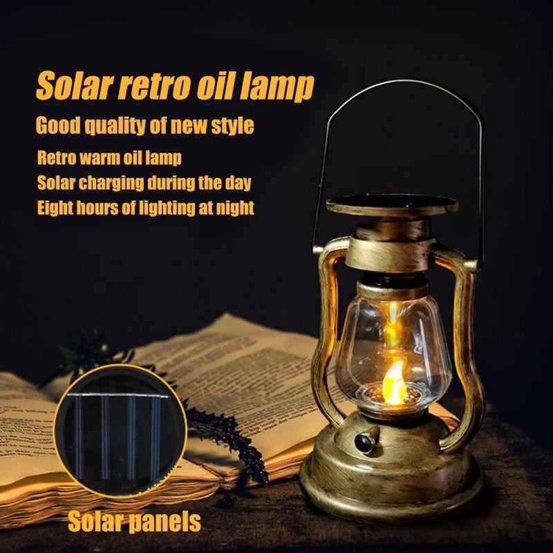 Aolaigle Solar Lights Outdoor Led Camping Lights Solar Retro Oil Lamp Flameless Kerosene Lanterns Outdoor Lights