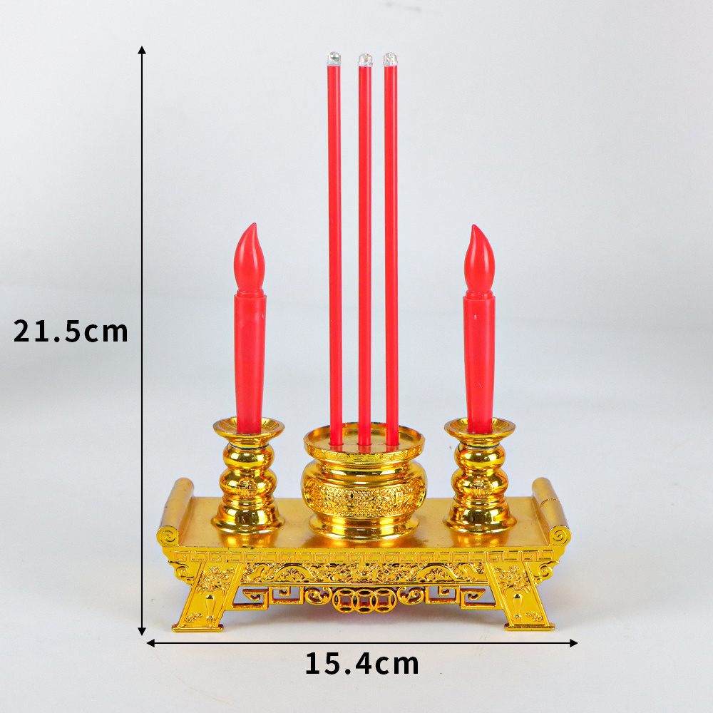 LED Buddhist Electric Light Simulation of All-in-one Incense Burner Candles God of Wealth Candle Holder for Customary Rituals