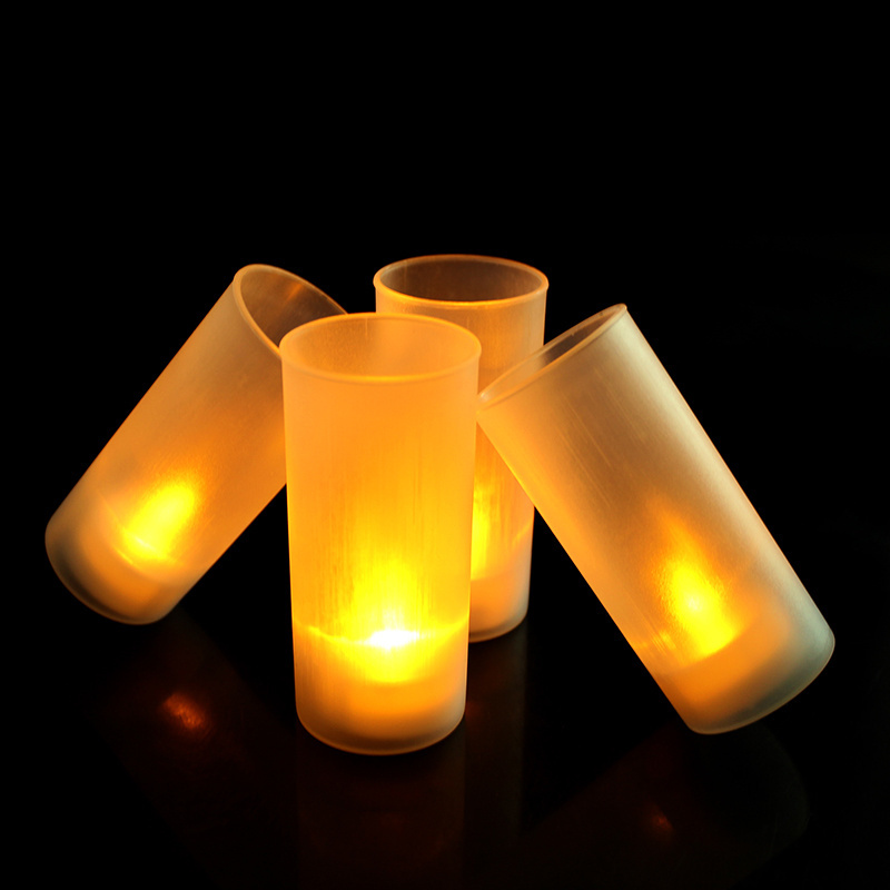 Batteries Flameless LED Tea Light Candle Yellow / Plastic Votive Holder