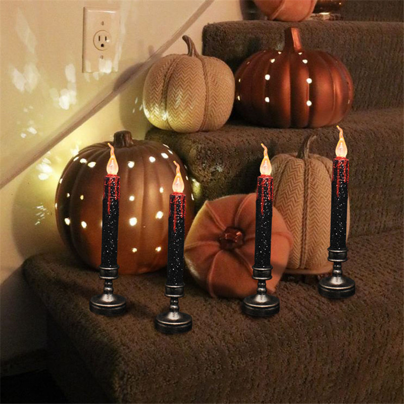 Hot Sale LED Taper Candle Light  2 X AAA Battery Operated Flickering Electric Candles For  Halloween Home Decoration