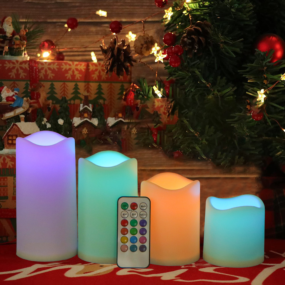 High Quality Customizable Pattern 18 Key Remote Control Candles LED Flameless Lights  Colorful Changing Candles Home Decoration