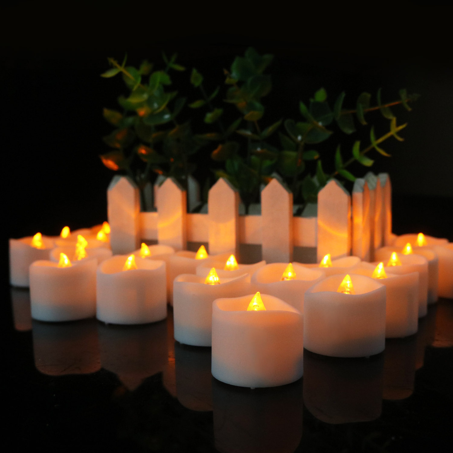 Tea Lights Bulk Flameless LED Tea Lights with Battery CR2032 Long Hours Operations for Party Wedding Home Church Decor