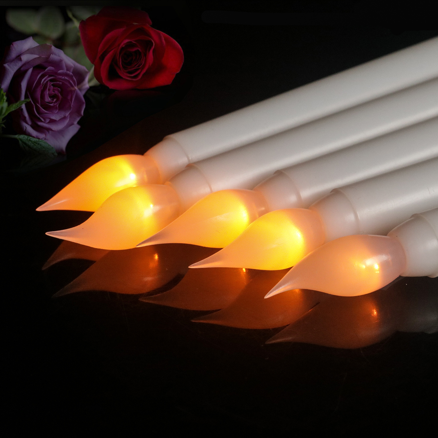 Battery Powered Taper Candles LED Timer Control Electronic Candles for Wedding Supplies Christmas Hanukkah Church Decoration