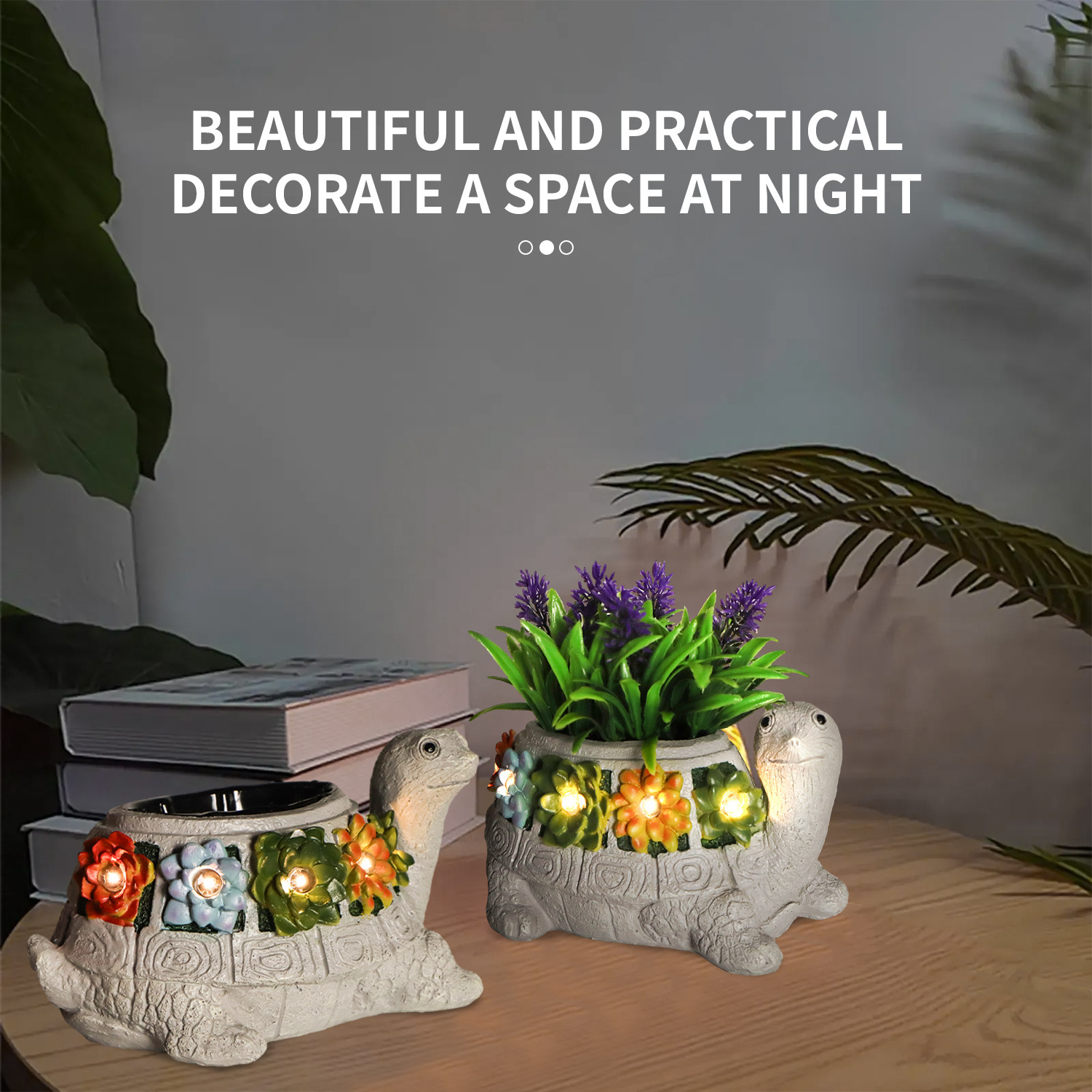 New Solar resin turtle flower pot lamp decoration LED Decorative Plant Pots Outdoor Solar Light Succulent Planter Pot