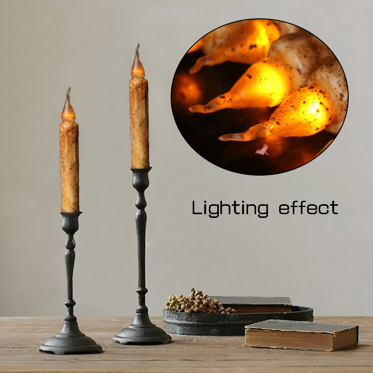 Factory Supply Set of 6 Battery powered led tea light candle Wax Dipped Flameless Led Taper Candle for Church Wedding Christmas