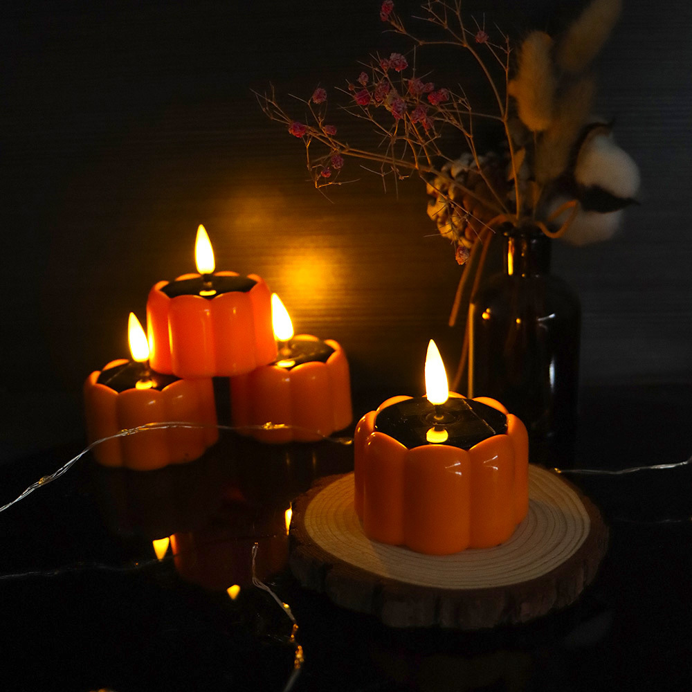 Outdoor Halloween Party Decorated Small Night Lights Solar LED Pumpkin Lights Solar Candle Lights