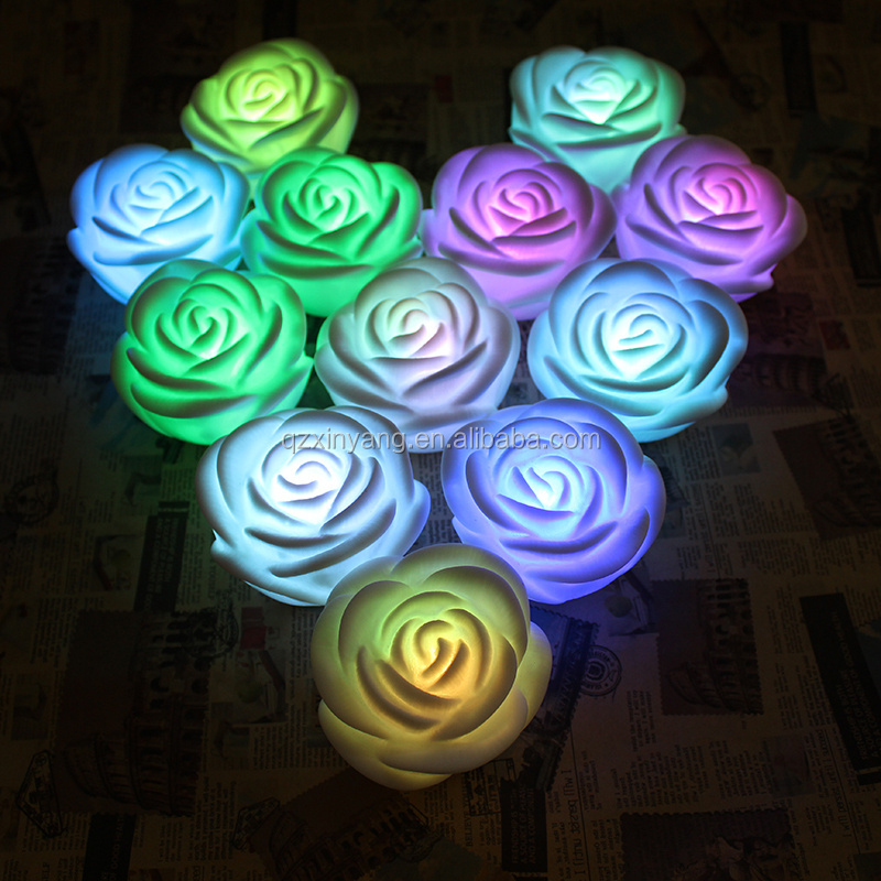 Made IN China Led Light Candle, LED Rose Tea-light Candles,  7 Colorful Changing Rose Tealight Candles