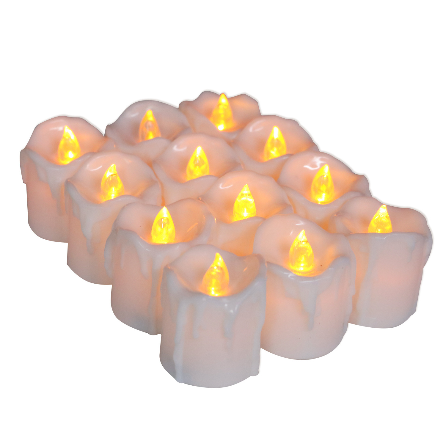 Set of 12 Flameless Battery Operated LED Votive Candles Bright Flickering Electric Decorative Lights for Home Party Wedding