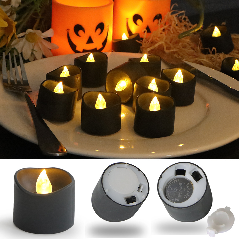 CDL19G62F Flameless Flickering Black Tealight Candles Halloween Decoration Light  for Holiday Decor Theme Party