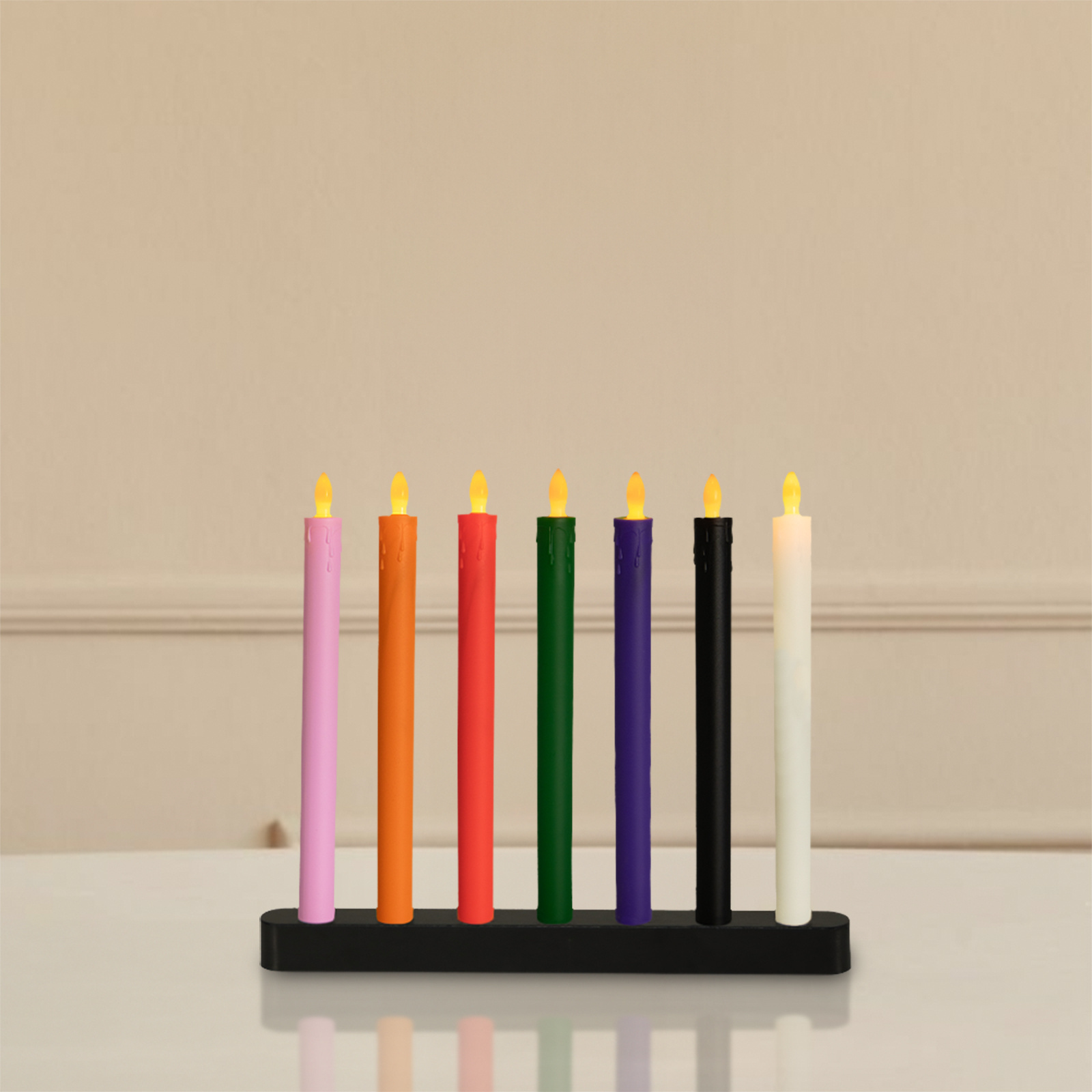 7Pcs LED Taper Candles Drippless Unscented Flameless Battery Dinner Candles for Halloween Weddings Church Hanukkah Christmas