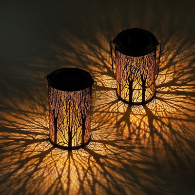 Solar Black Tree Patterned Garden Light Battery Powered Metal Solar Lantern Waterproof Solar Light for Outdoor Garden Decoration BestSuppliers
