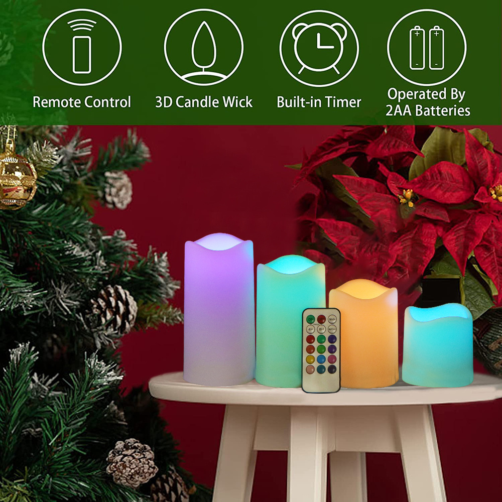 High Quality Customizable Pattern 18 Key Remote Control Candles LED Flameless Lights  Colorful Changing Candles Home Decoration