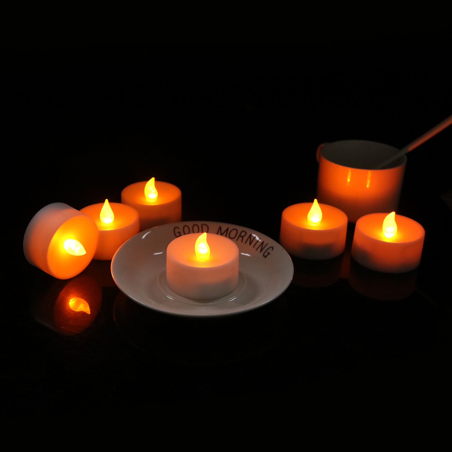 New Arrival Decorative Tea Lights Flameless Cozy Flickering Yellow Large Size Remote LED Candles