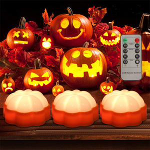 2024 New Design Halloween LED Pumpkin Lights 4 Pack Battery Operated Halloween Decorations with Remote Timers