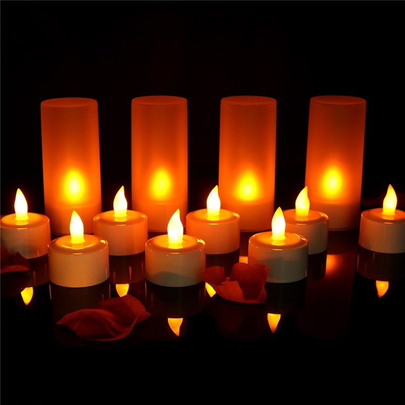 LED Flickering Rechargeable Flameless Electric Tea Light Candles Battery Operated Candles For Christmas Home Decoration