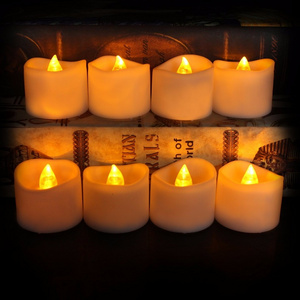 Yellow Flickering LED Flameless Candles Pillar Concave LED Light Tea Lights for Wedding, Home Decoration Led Candle for Indoor