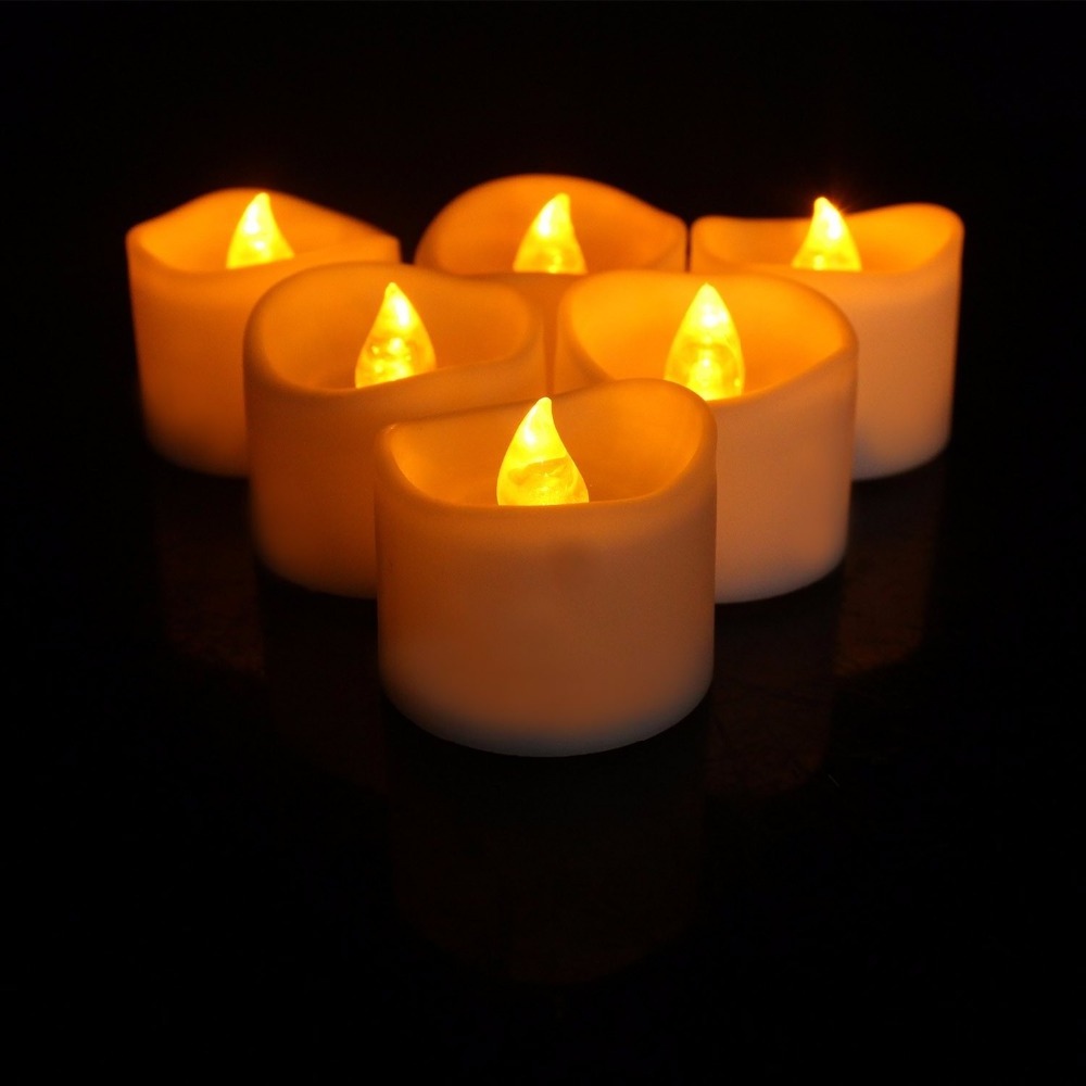 Yellow Flickering LED Flameless Candles Pillar Concave LED Light Tea Lights for Wedding, Home Decoration Led Candle for Indoor