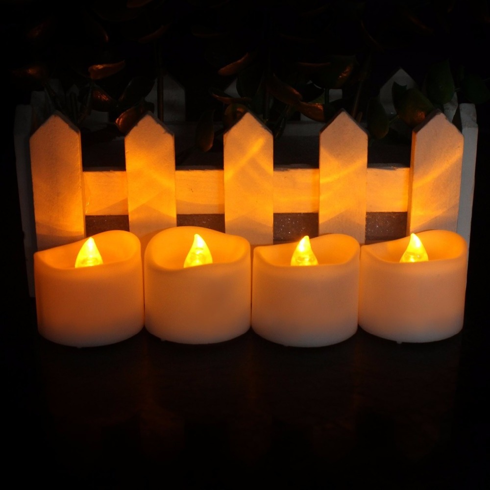 Yellow Flickering LED Flameless Candles Pillar Concave LED Light Tea Lights for Wedding, Home Decoration Led Candle for Indoor