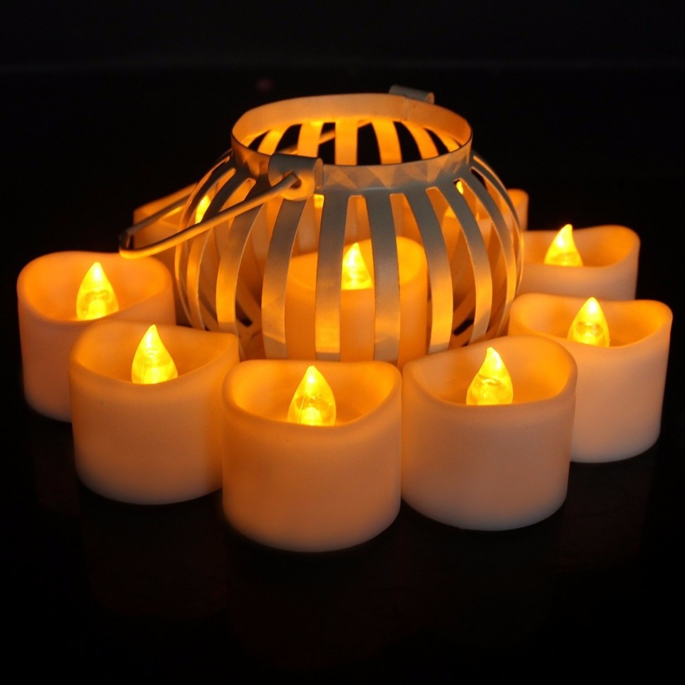 Yellow Flickering LED Flameless Candles Pillar Concave LED Light Tea Lights for Wedding, Home Decoration Led Candle for Indoor