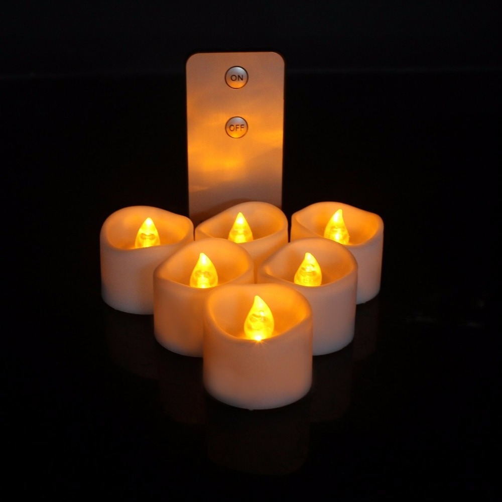 LED Yellow Flickering Flameless Tealight Candles Wholesale White Small Candle Tea Lights with Remote Operate