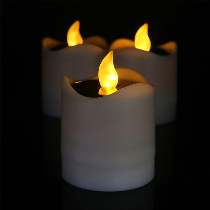 2024 New Design Solar Tealight Candle LED Rechargeable Tealight Waterproof Warm White Flickering Candle for Decoration