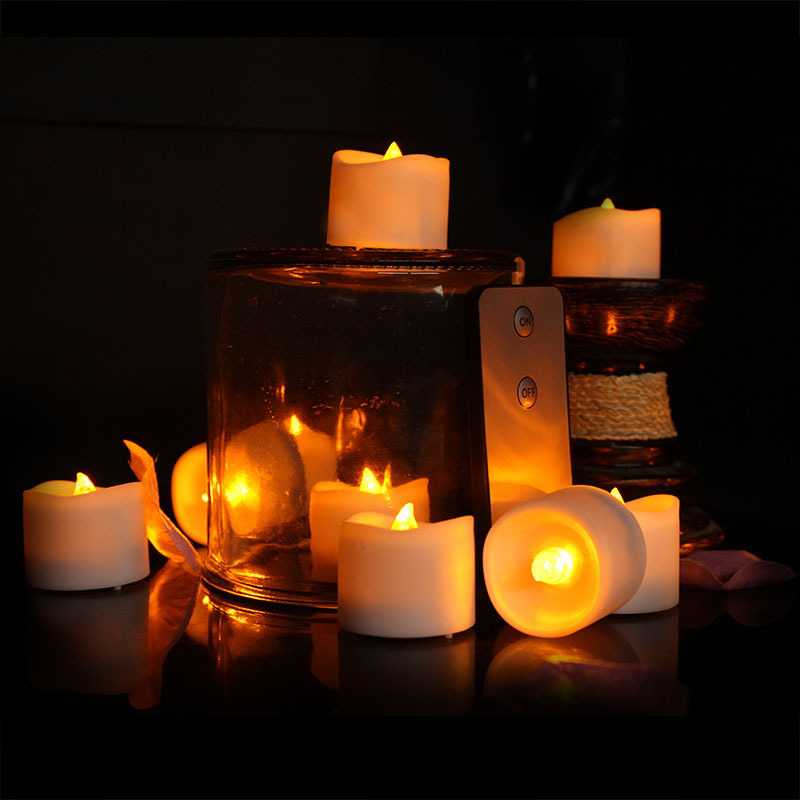 Yellow Remote Candles,Led Flameless Tea Lights Candles with Remote Control for Wedding Party Church Home Party Use