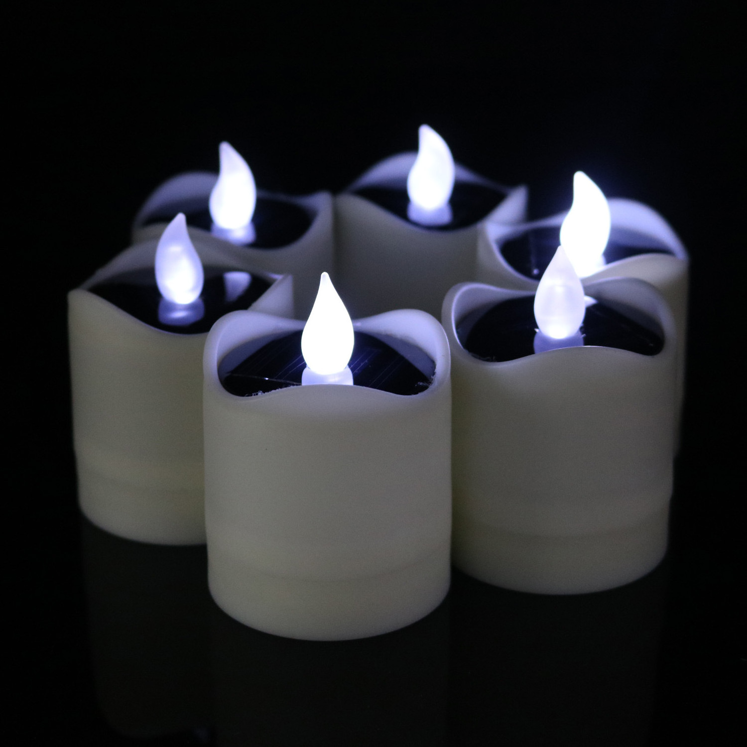 LED Solar Tea Lights,Waterproof Solar Powered Flameless Flickering Tealight Candles For Home Party Indoor Outdoor Decoration