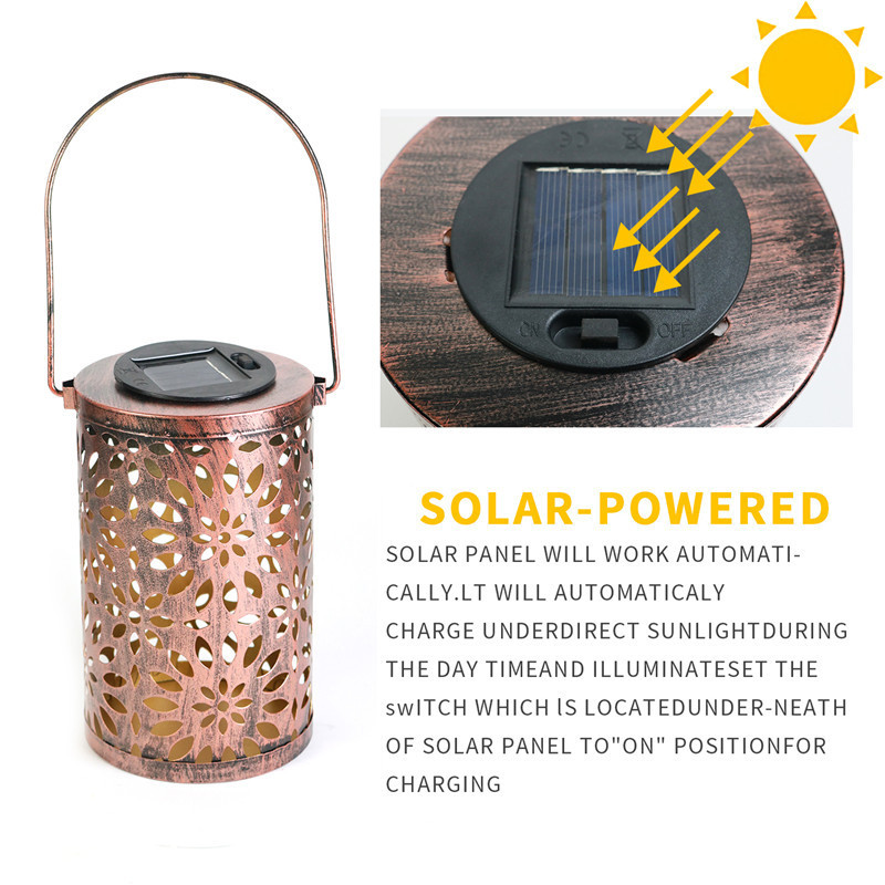 Hot Sale Metal Hanging Solar Lamp, Hollow Iron Solar Garden Lights, Outdoor Solar Led Lantern