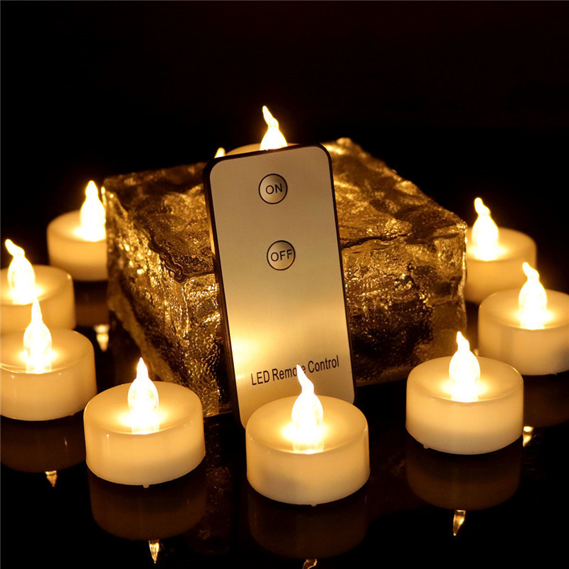 Flameless Tea light Candles With Remote Yellow Flickering LED Candle Battery Operated Tea Light For Home Wedding Christmas Decor