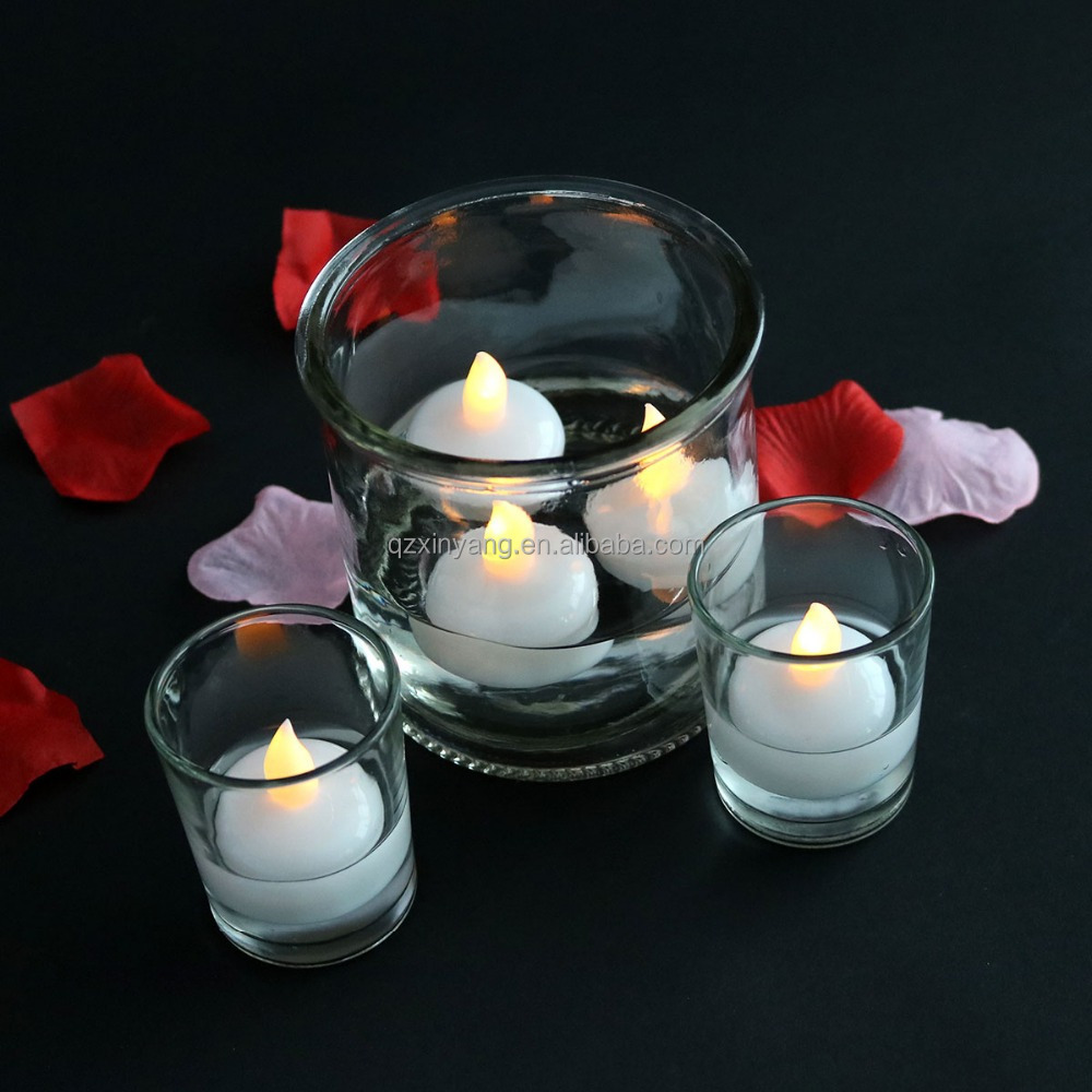 Waterproof Floating Tealight Yellow Flickeing Flameless Floating Tealight Candles For Swimming Pool Bar Decoration