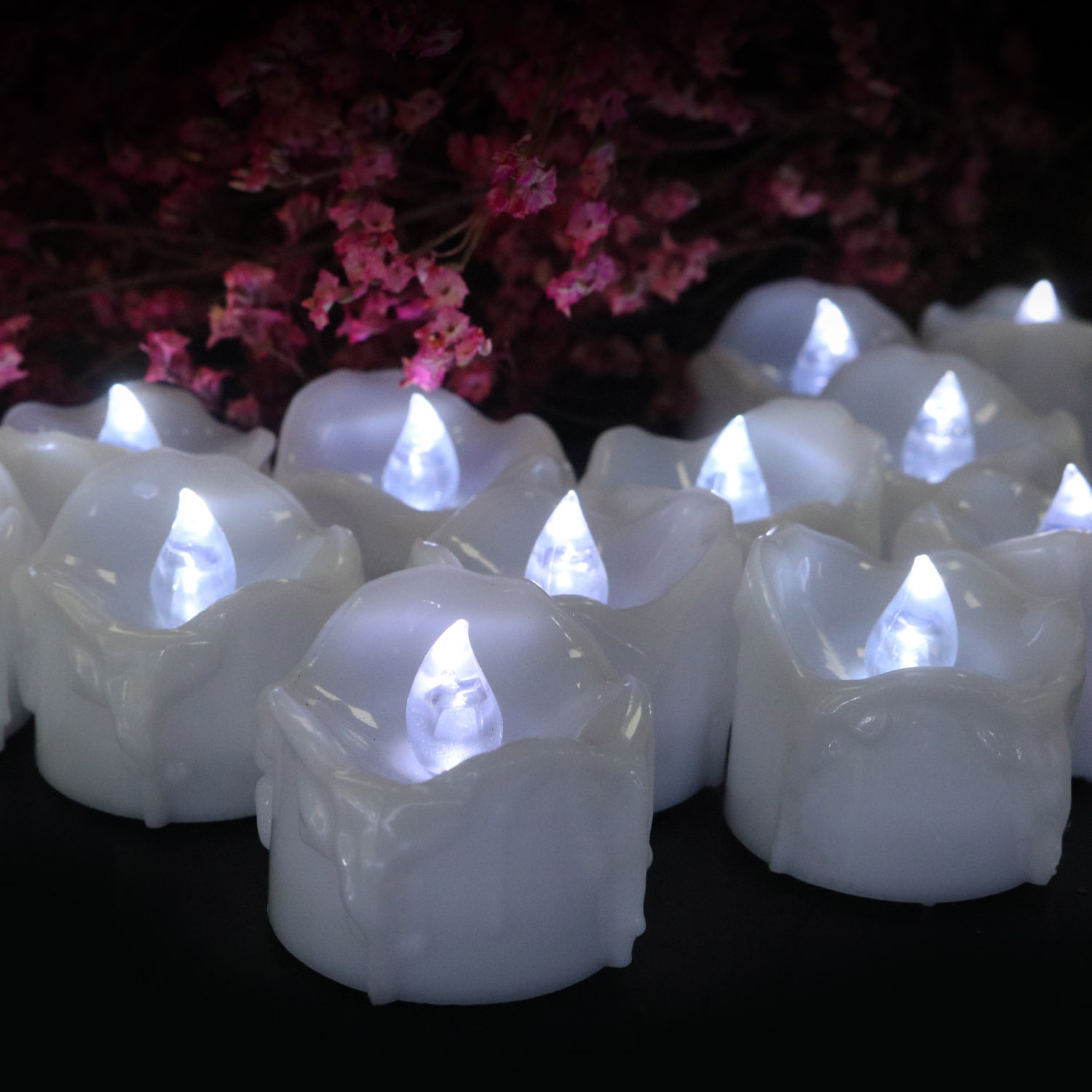 Popular LED Flickering Flameless Tealight Candles White Small Candle Tea Lights with Timer Operate For Wedding Party Decoration