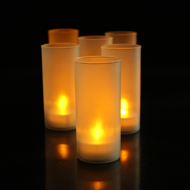 Batteries Flameless LED Tea Light Candle Yellow / Plastic Votive Holder