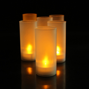 Batteries Flameless LED Tea Light Candle Yellow / Plastic Votive Holder